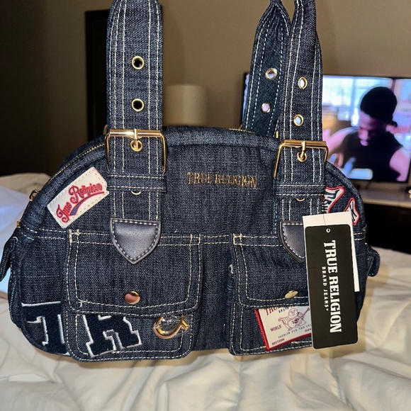 True religion, denim, patchwork satchel - Picture 1 of 6